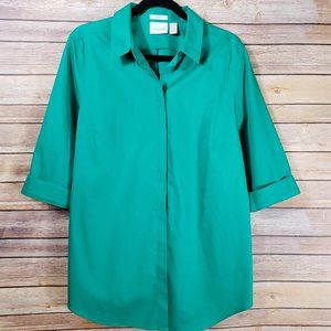 Chico's Green Blouse Tunic 2.5 No Iron EUC